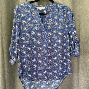 Daniel Rainn Blue Buttoned Blouse with V-Neck
